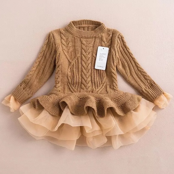 Kids beige Sweater dress - Picture 3 of 5